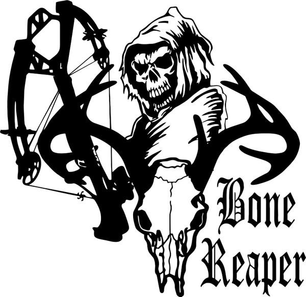 Crossbow Grim Reaper Hunt Bow Deer Skull Car Truck Window Vinyl Decal Sticker