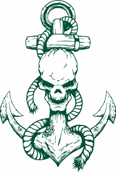 Pirate Skull Bones Boat Anchor Rope Ocean Car Truck Window Vinyl Decal Sticker