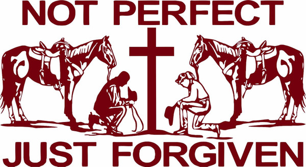 Praying Cowboy Cowgirl Cross Horse Forgiven Car Truck Window Vinyl Decal Sticker