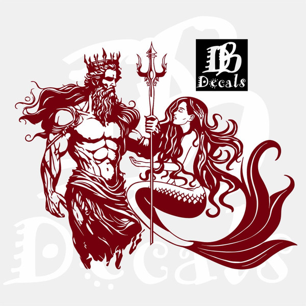 Mermaid Girl Poseidon Neptune Trident Car Truck Window Vinyl Decal Sticker