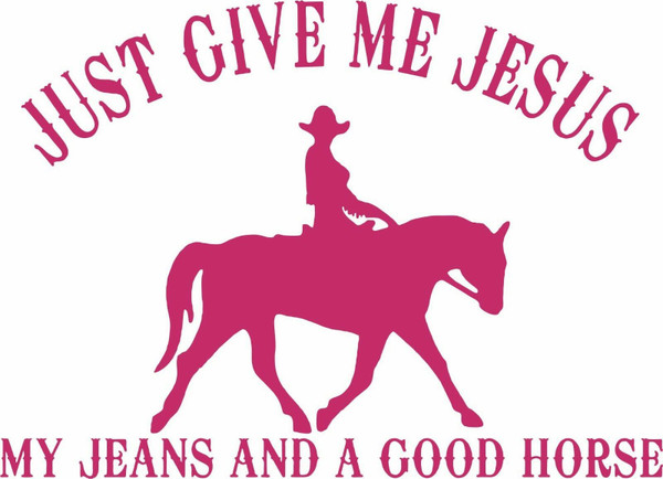 Jesus Christ Christian Cowgirl Horse Rodeo Car Truck Window Vinyl Decal Sticker Red