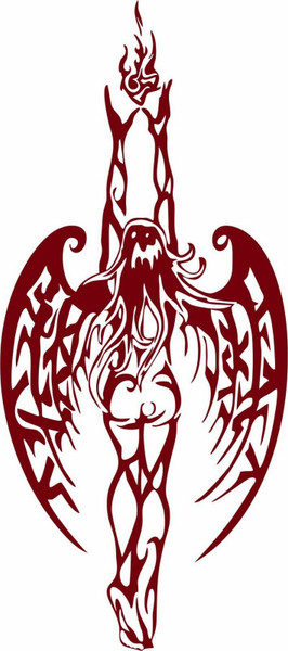 Angel Fairy Fantasy Girl Tribal Fire Wings Car Truck Window Vinyl Decal Sticker Red
