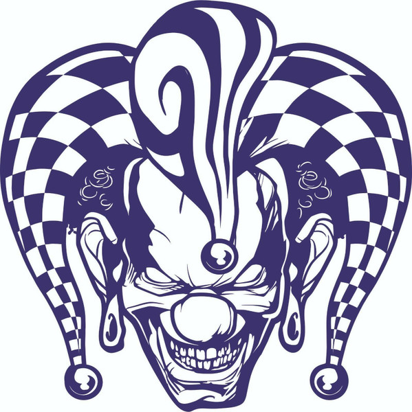 Jester Clown Circus Freak Show Skull Car Truck Laptop Window Vinyl Decal Sticker Blue