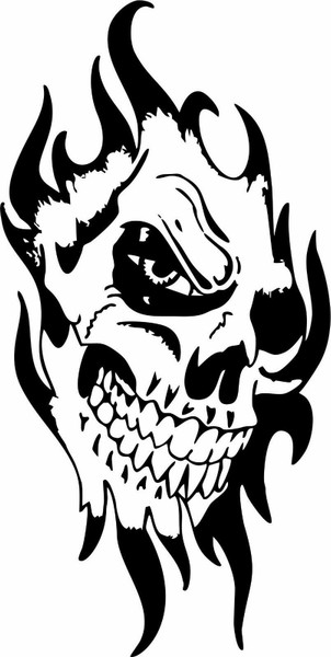 Skull Face Flame Tribal Zombie Monster Car Truck Window Wall Vinyl Decal Sticker Black