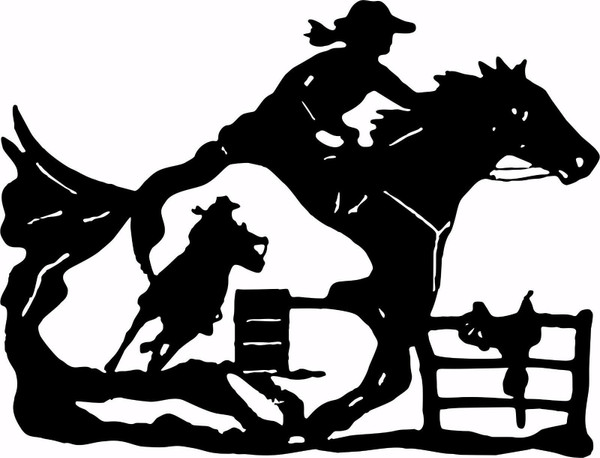 Cowgirl Barrel Racer Horse Saddle Rodeo Racing Window Vinyl Decal Sticker Black