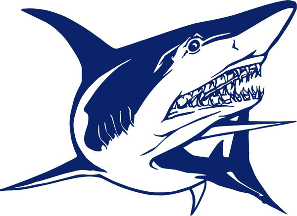 Shark Attack Ocean Fishing Water Boat Car Window Laptop Vinyl Decal Sticker Blue