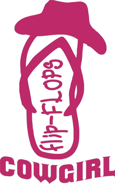 Flip Flop Cowgirl Cowboy Rodeo Hat Western Car truck Window Vinyl Decal Sticker red