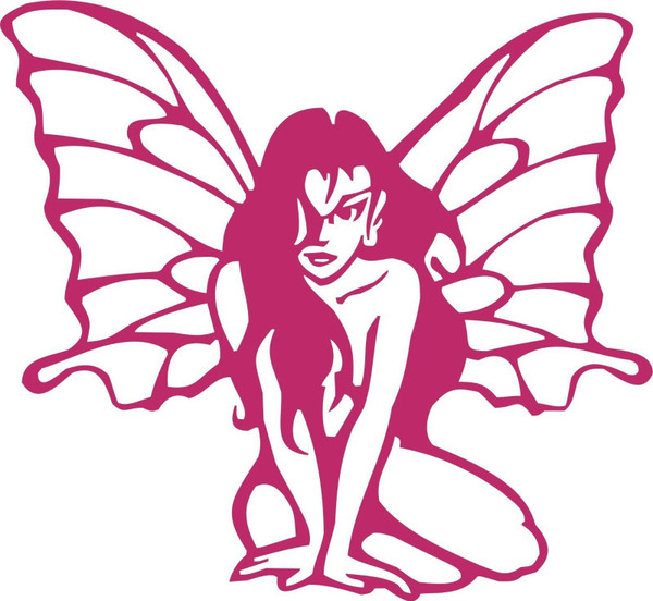 Fairy Faerie Sitting Wings Hair Car Truck Window Laptop Vinyl Decal Sticker Red