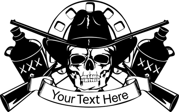 Cowboy Skull Moonshine Gun Custom Name Text Car Truck Window Vinyl Decal Sticker