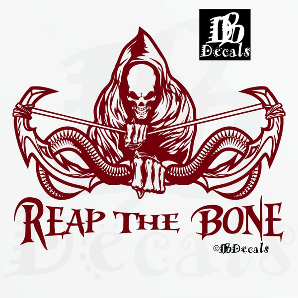 Grim Reaper Bow Hunter Bone Skull Hunting Car Truck Window Vinyl Decal Sticker Red