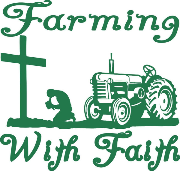 Farm Faith Christian Cross Praying Tractor Car Truck Window Vinyl Decal Sticker Green