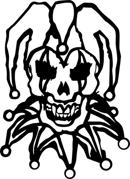 Jester Clown Skull Motorcycle Biker Car Truck Window Vinyl Decal Sticker Black