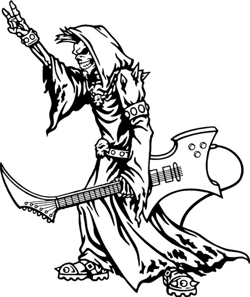 Grim Reaper Guitar Music Rock N Roll Car Truck Window Vinyl Decal Sticker Black