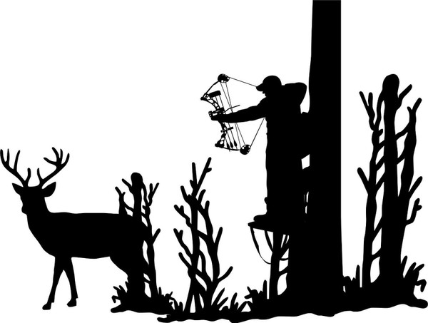 Hunting Deer Tree Stand Bow Gun Whitetail Car Truck Window Vinyl Decal Sticker Black