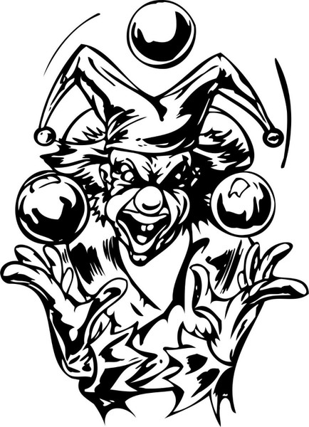 Clown Juggling Balls Jester Joker Car Truck Window Laptop Vinyl Decal Sticker Black