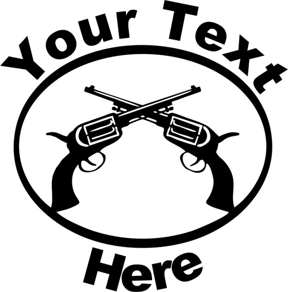 Custom Text Gun Name Rodeo Western Car Truck Window Laptop Vinyl Decal Sticker Black