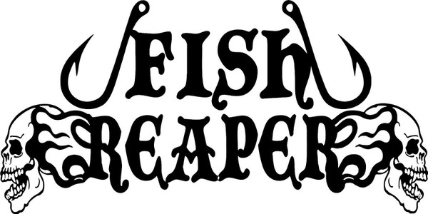 Fish Reaper Skull Fishing Hooks Flame Car Boat Truck Window Vinyl Decal Sticker black