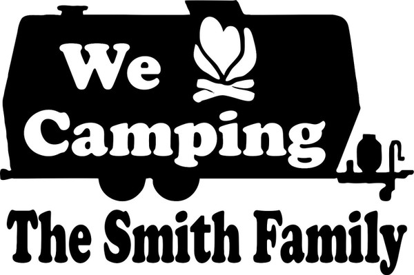 Large Camping RV Camper Custom Name Travel Trailer Window Vinyl Decal Sticker Black