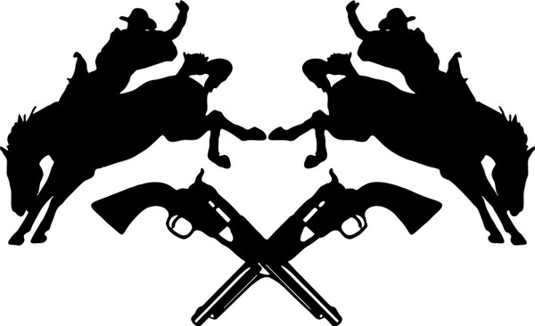 Cowboy Bronco Horse Rodeo Guns Car Truck Window Laptop Vinyl Decal Sticker Black
