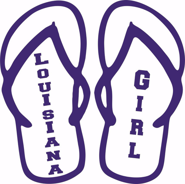 Louisiana Girl Flip Flops Sports Football Car Truck Laptop Vinyl Decal Sticker