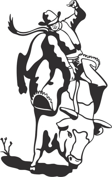 Cowboy Bull Riding Rodeo Horse Car Truck Window Wall Laptop Vinyl Decal Sticker
