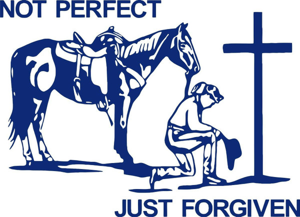 Christian Cowgirl Praying Horse Love Car Truck Window Laptop Vinyl Decal Sticker Blue