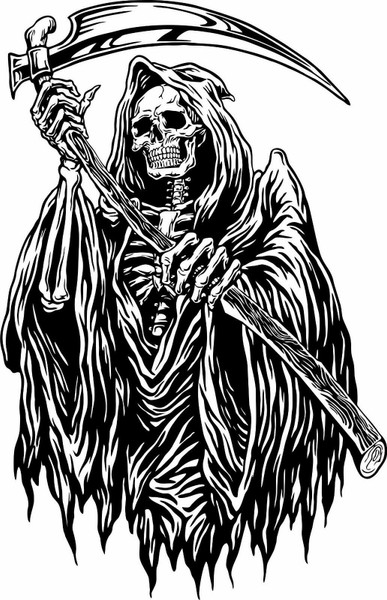 Grim Reaper Monster Zombie Death Scythe Truck Window Wall Vinyl Decal Sticker Black