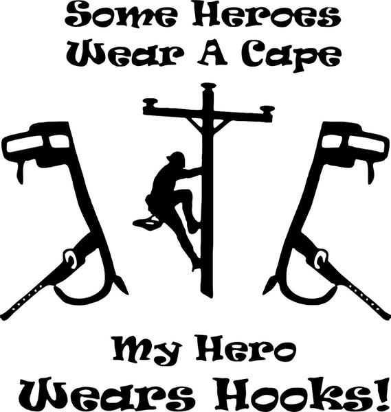 Lineman Electrician Hero Power Pole Hooks Car Truck Vinyl Decal Sticker Black Lineman Electrician Hero Power Pole Hooks Car Truck Vinyl Decal Sticker Black
