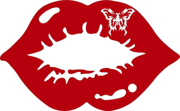 Butterfly Kiss Sexy Lips Mouth Car Truck Window Vinyl Decal Sticker Red