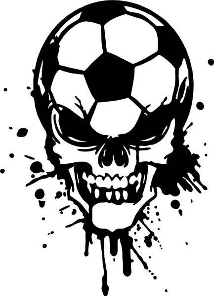 Soccer Skull Sports Game Football Car Truck Window Laptop Vinyl Decal Sticker Black