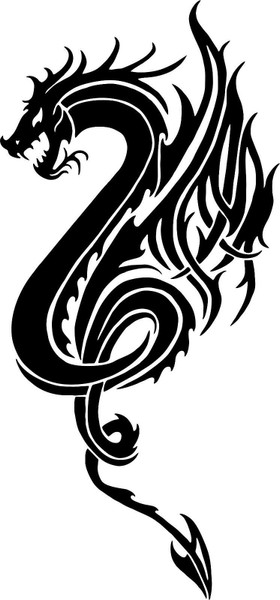 Dragon Beast Tribal Art Myth Fantasy Car Truck Window Laptop Vinyl Decal Sticker Black and white