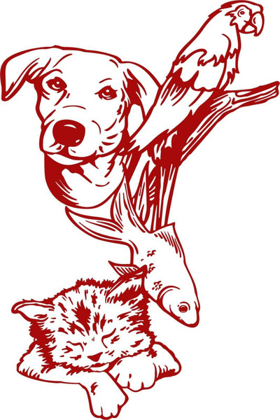 Dog Cat Fish Parrot Bird Pets Car Truck Window Laptop Vinyl Decal Sticker Red