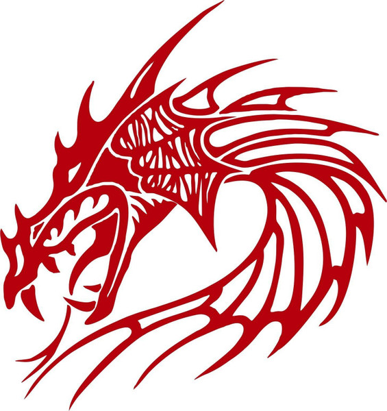 Dragon Head Mythical Creature Beast Car Truck Window Laptop Vinyl Decal Sticker Red