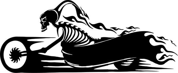 Motorcycle Skeleton Biker Skull Car Truck Window Wall Laptop Vinyl Decal Sticker Black