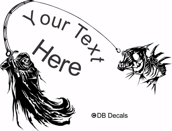Grim Reaper Skeleton Fish Custom Fishing Car Boat Truck Vinyl Decal Sticker Black Grim Reaper Skeleton Fish Custom Fishing Car Boat Truck Vinyl Decal Sticker Black