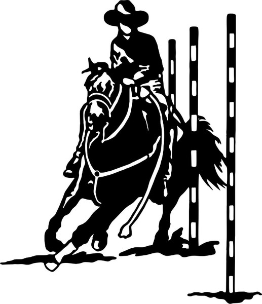 Rodeo Pole Bending Cowboy Cowgirl Horse Barrel Racing Window Vinyl Decal Sticker black