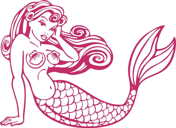 Mermaid Girl Fish Tail Fantasy Fairy Car Truck Window Laptop Vinyl Decal Sticker Red
