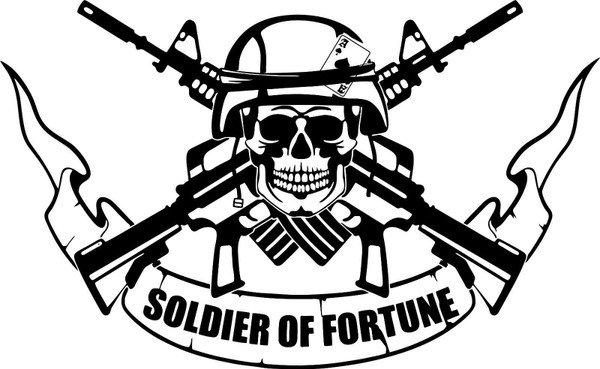 Soldier Of Fortune Skull Guns Army Car Truck Window Laptop Vinyl Decal Sticker Black And White