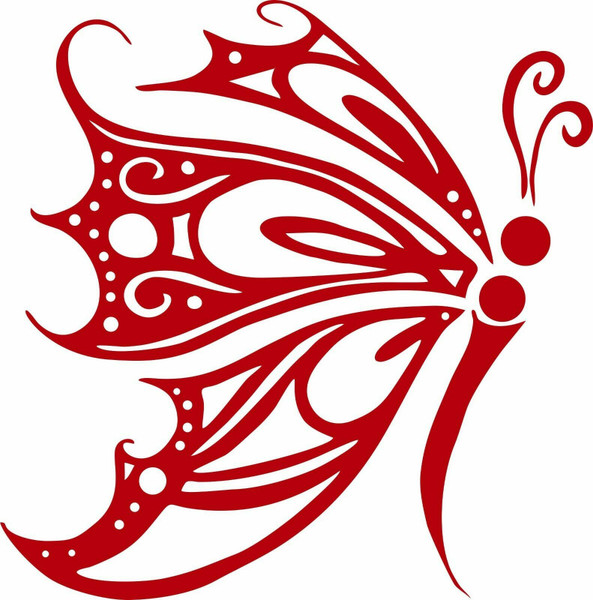 Butterfly Tribal Wings Flying Truck Car Tattoo Window Laptop Vinyl Decal Sticker Red