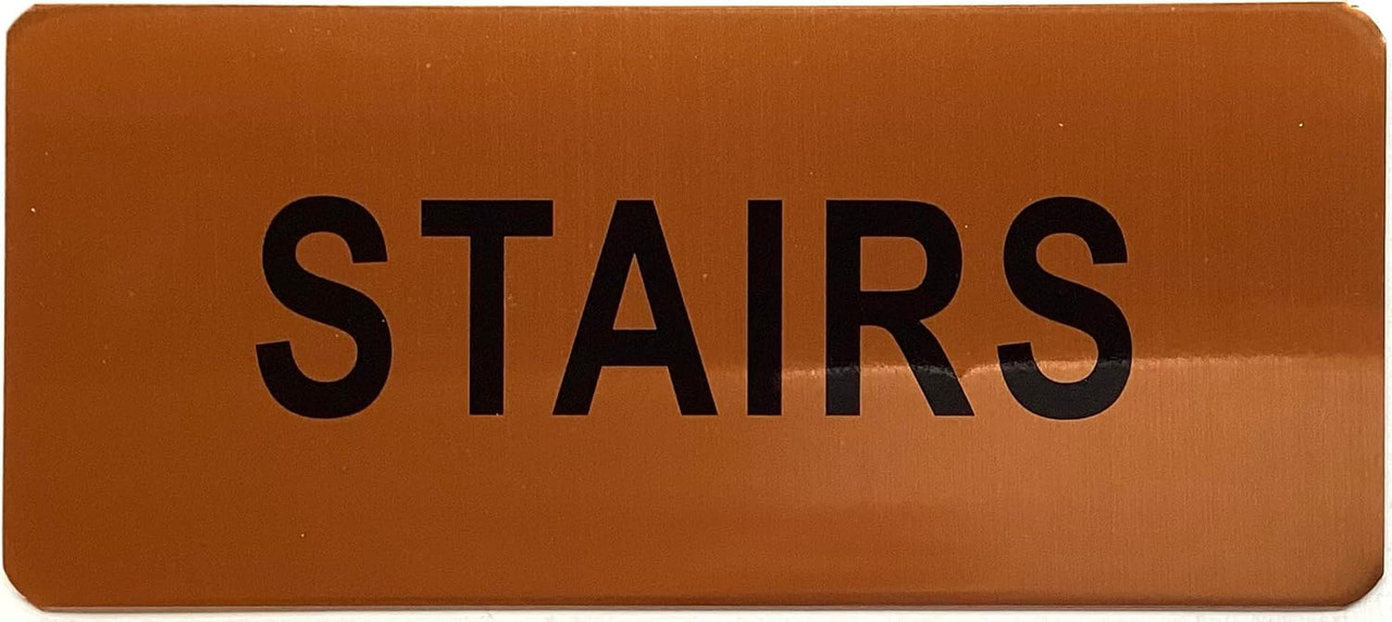 STAIRS SIGN (Gold color, aluminum, Size 3.5X8 inch)- The Gold Mountain Line