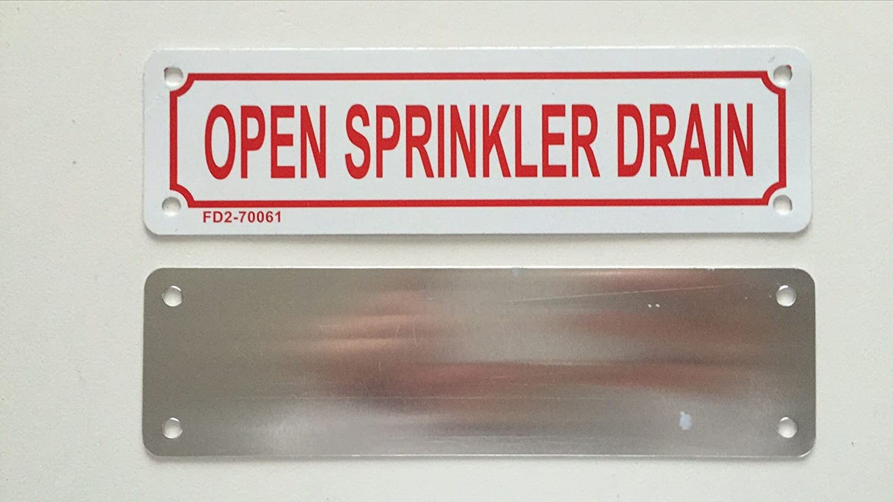 Open Sprinkler Drain Sign