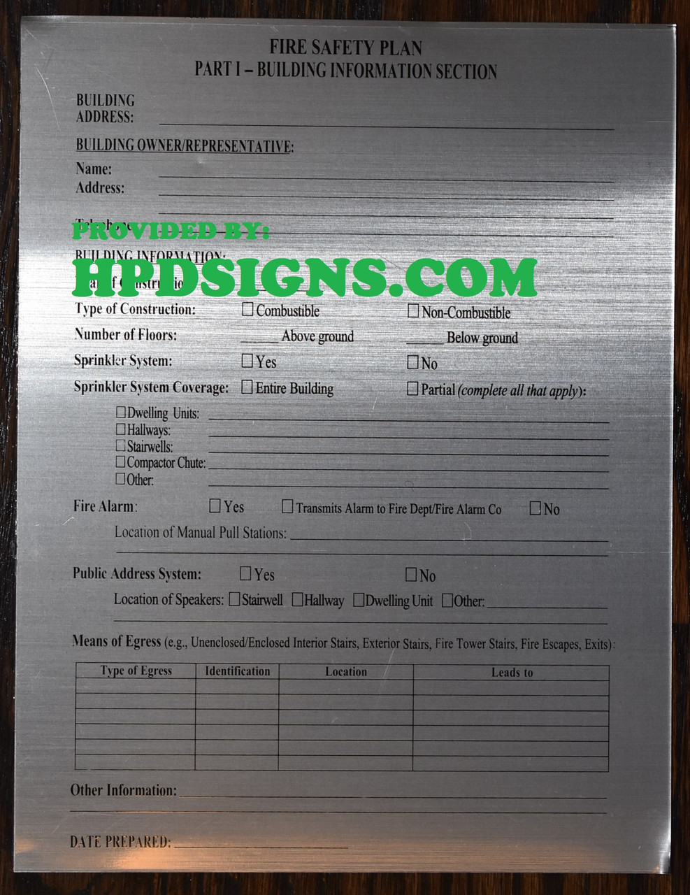 FIRE SAFETY PLAN Sign – HPD Required | FDNY Compliant Aluminum Notic