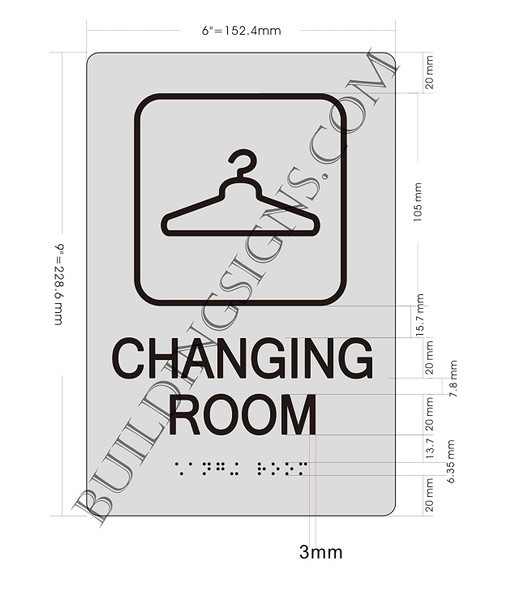 Changing Room Sign -Braille Sign with Raised Tactile Graphics and ...