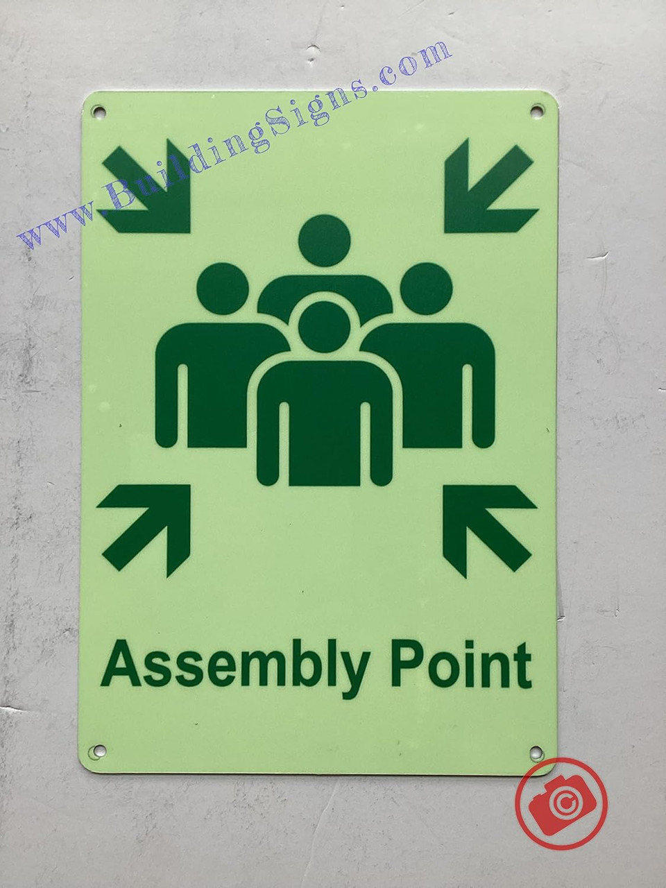 Assembly Area Led Sign Photoluminescent ASSEMBLY POINT SIGN/GLOW IN THE DARK ASSEMBLY POINT SIGN