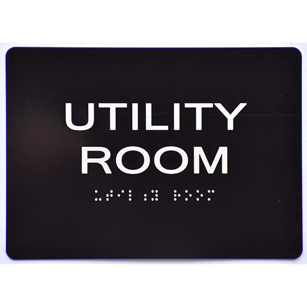 Utility Room Sign -Tactile Signs Black(Aluminium, Black/Silver,Size 5x7)