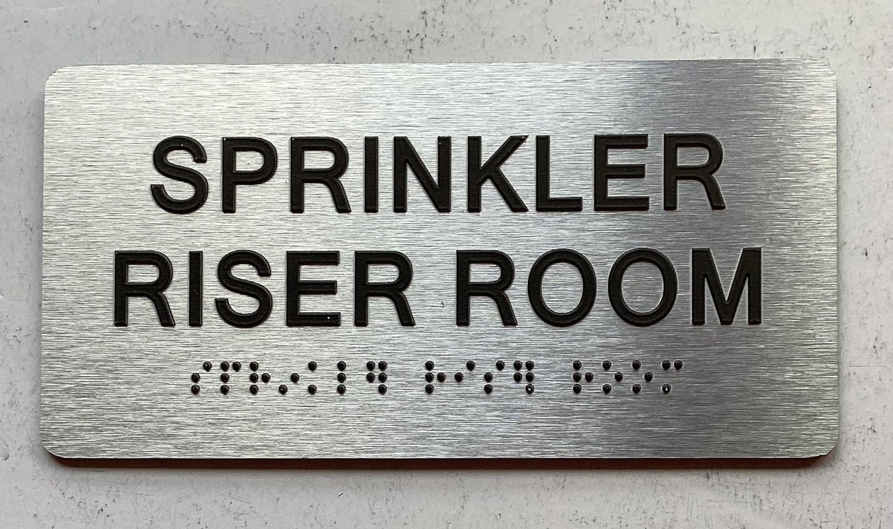 Sprinker Riser Sign SPRINKLER RISER ROOM sign with Raised letters/Image & Grade 2 Braille ...