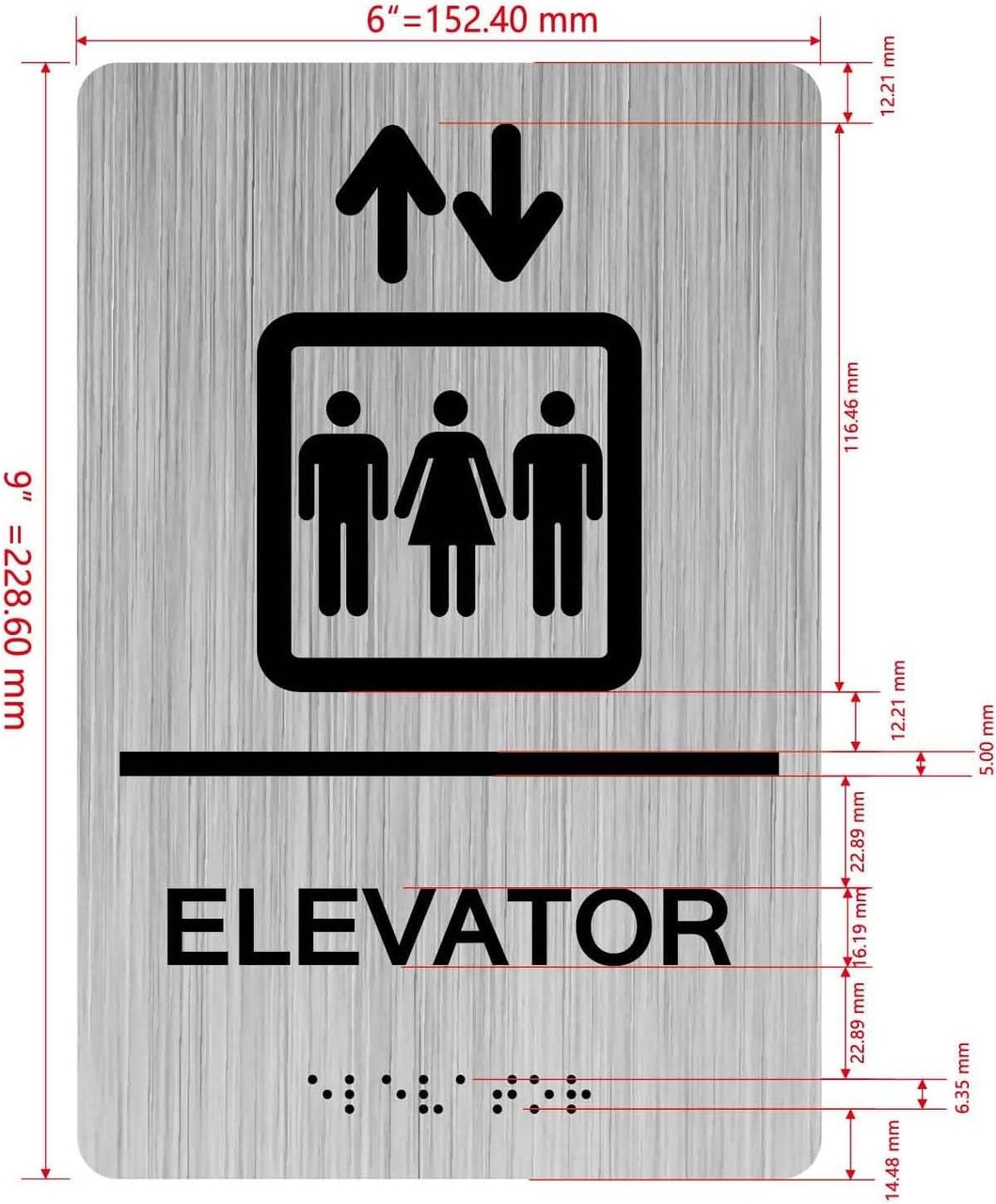 Elevator number sign with Raised letters/Image & Grade 2 Braille ...