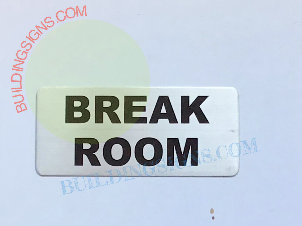Red Breakfest Sign BREAK ROOM SIGN (3.5X8,BRUSHED ALUMINUM)