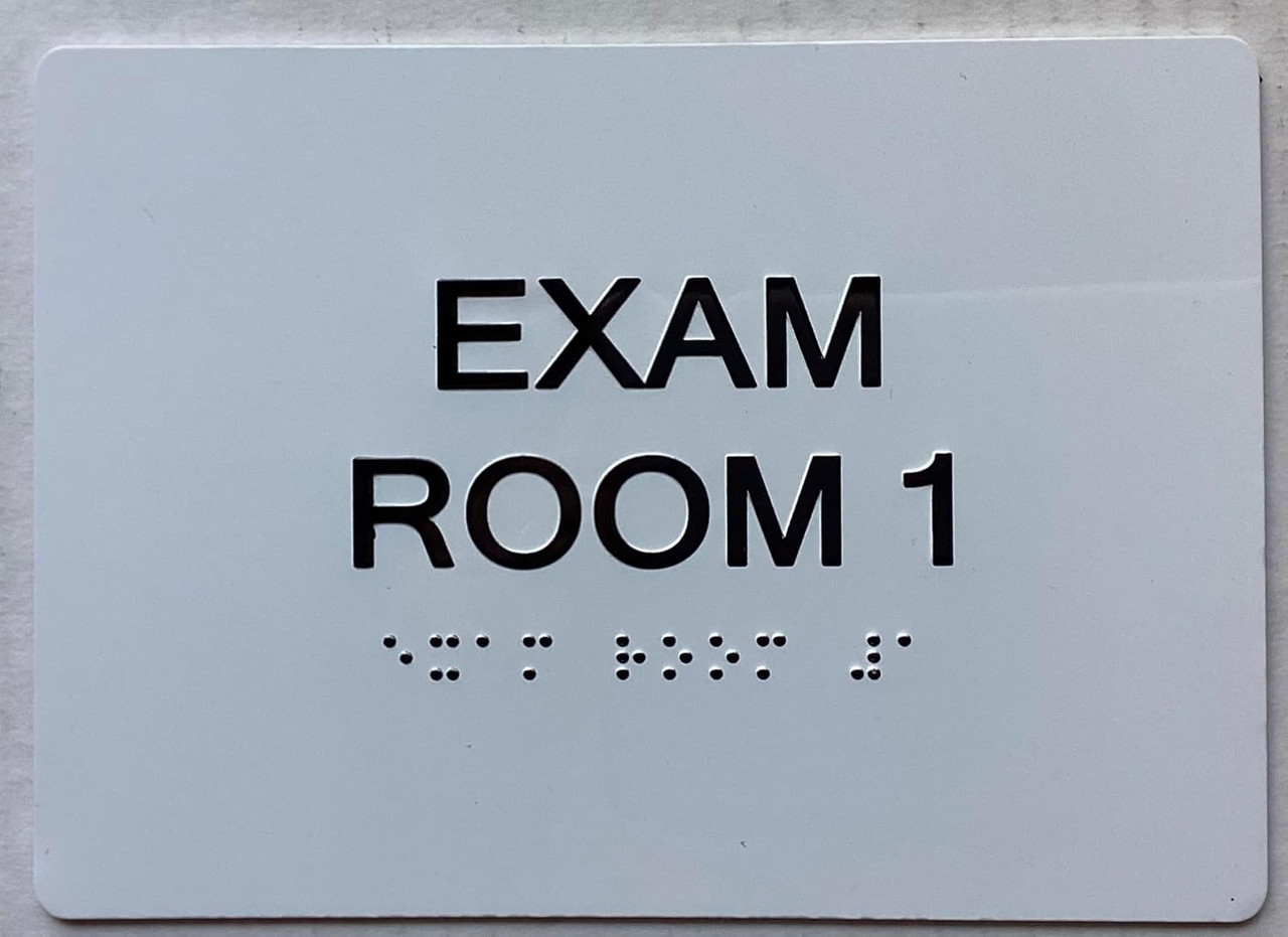 Exam room sign with Raised letters,Grade 2 Braille 5
