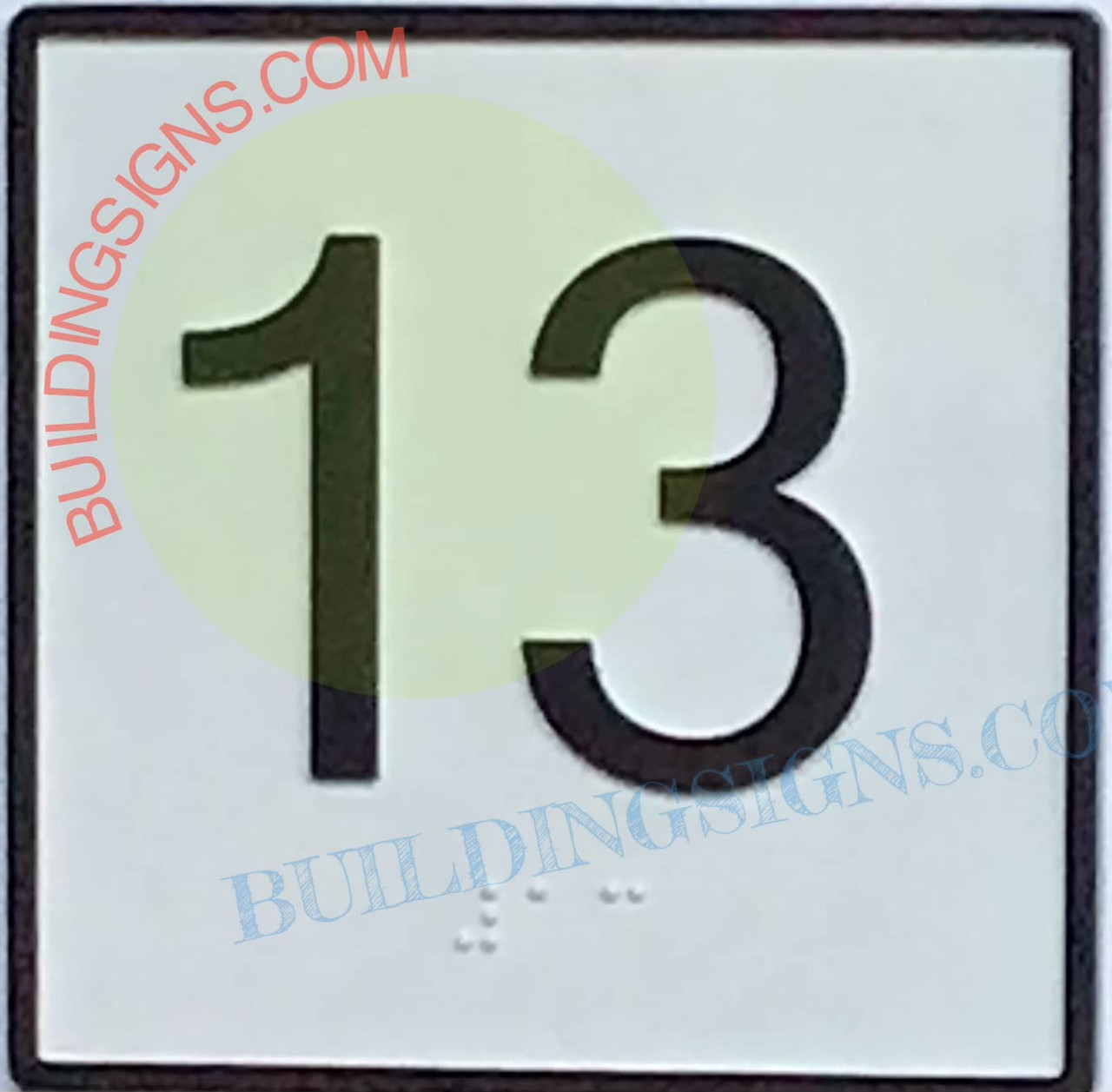 Elevator Floor Number 13 Sign- Elevator JAMB Plate Floor 13 Sign (White ...